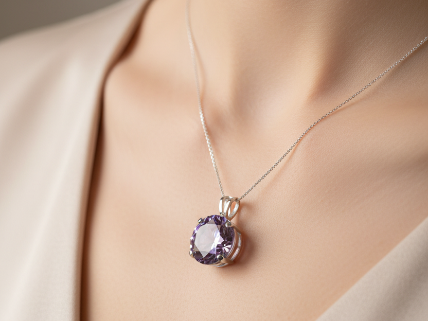 Amethyst Cubic Zirconia Pendant