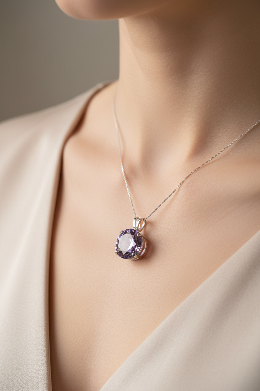Amethyst Cubic Zirconia Pendant
