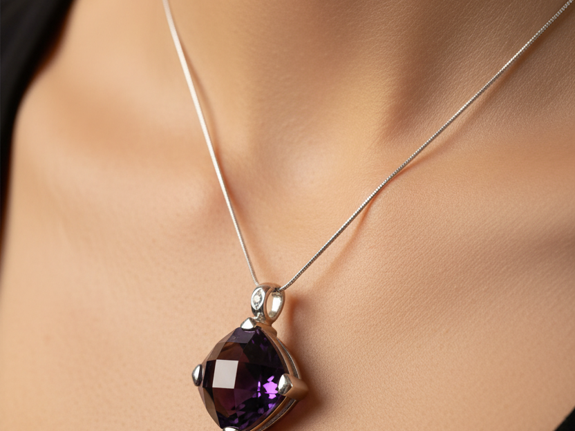 Amethyst Cubic Zirconia Pendant