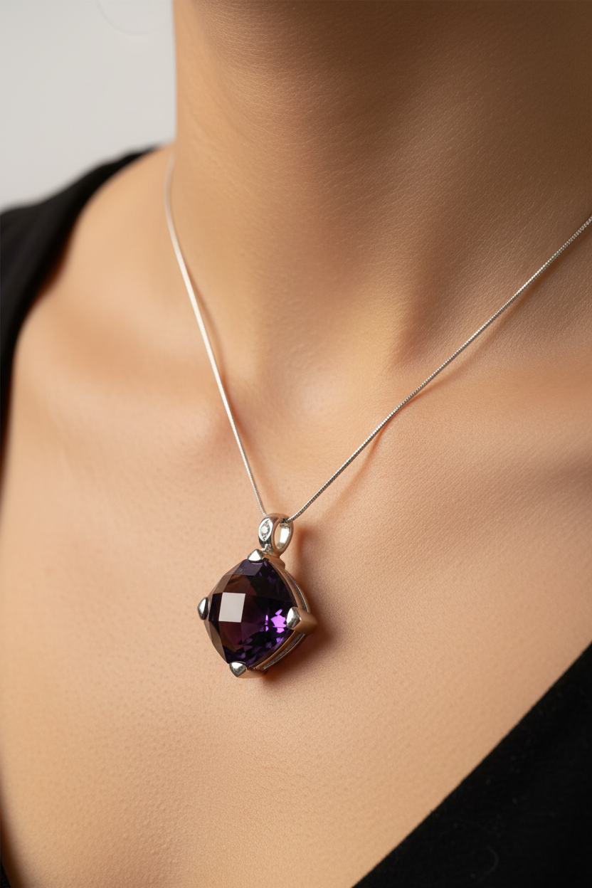 Amethyst Cubic Zirconia Pendant