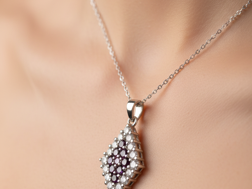 Amethyst Cubic Zirconia Pendant