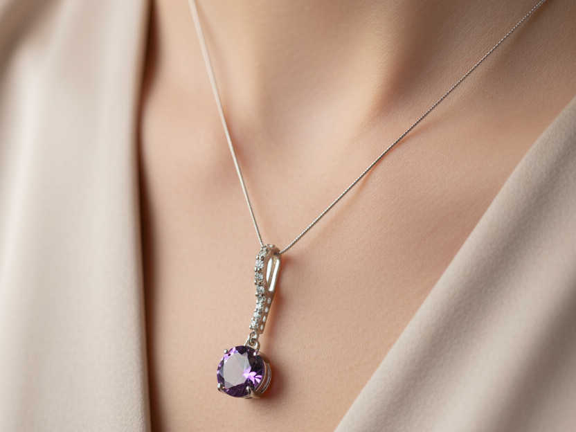 Amethyst Cubic Zirconia Pendant