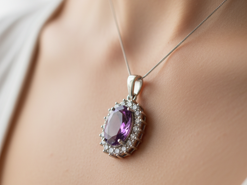 Amethyst Cubic Zirconia Pendant