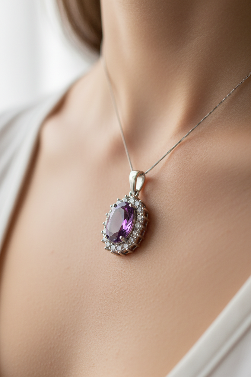 Amethyst Cubic Zirconia Pendant