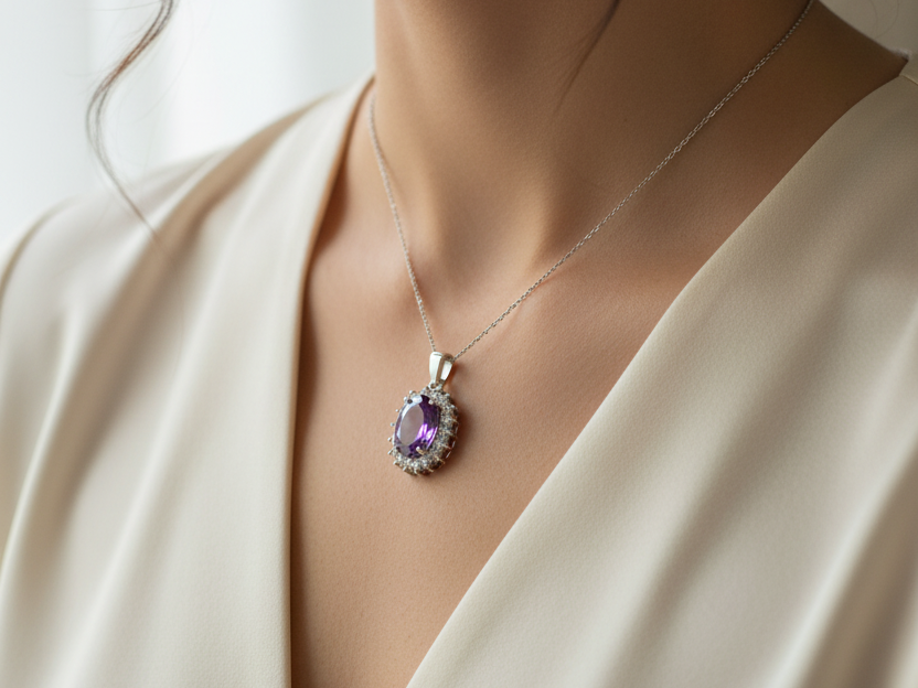 Amethyst Cubic Zirconia Pendant
