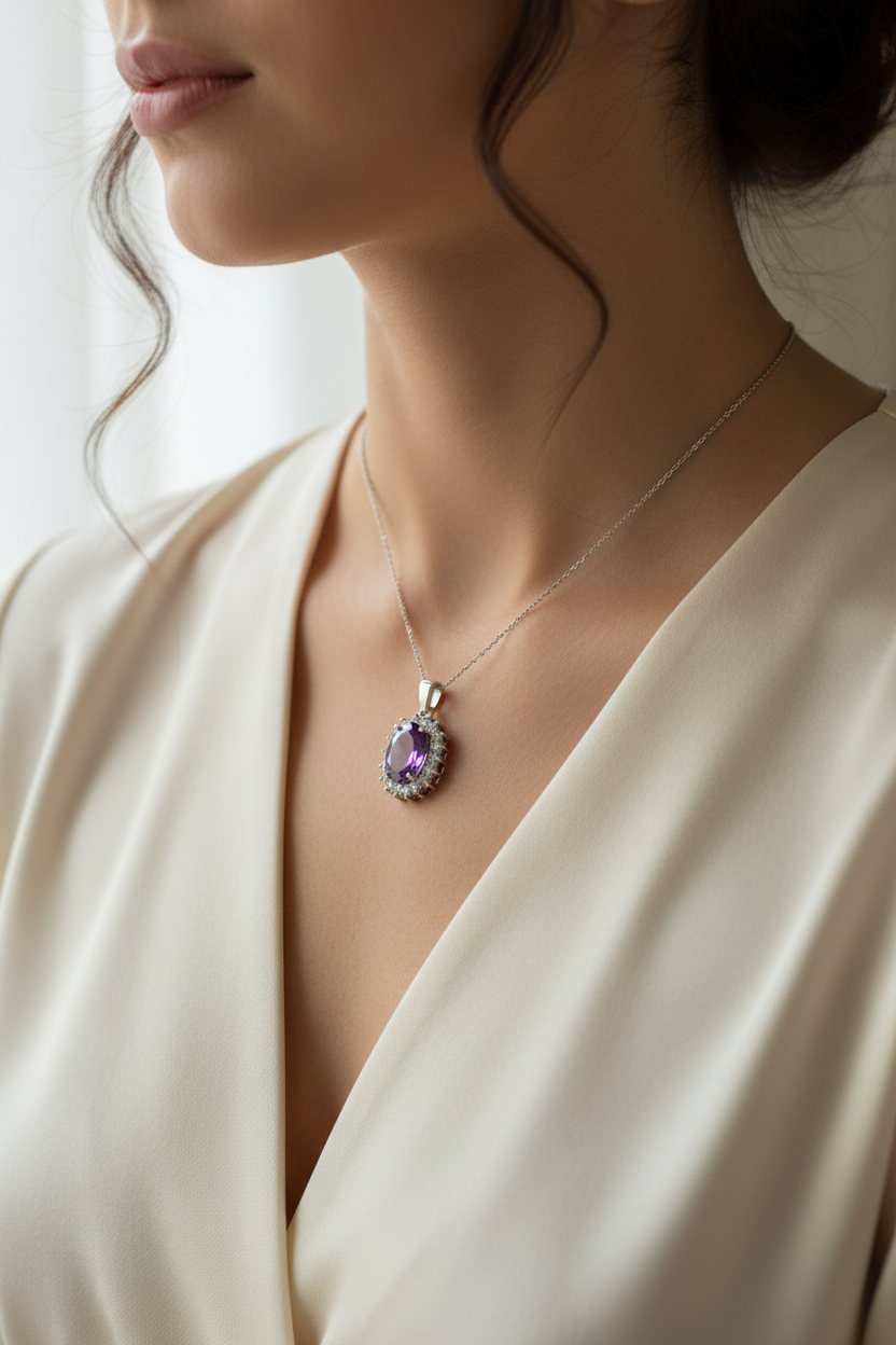 Amethyst Cubic Zirconia Pendant