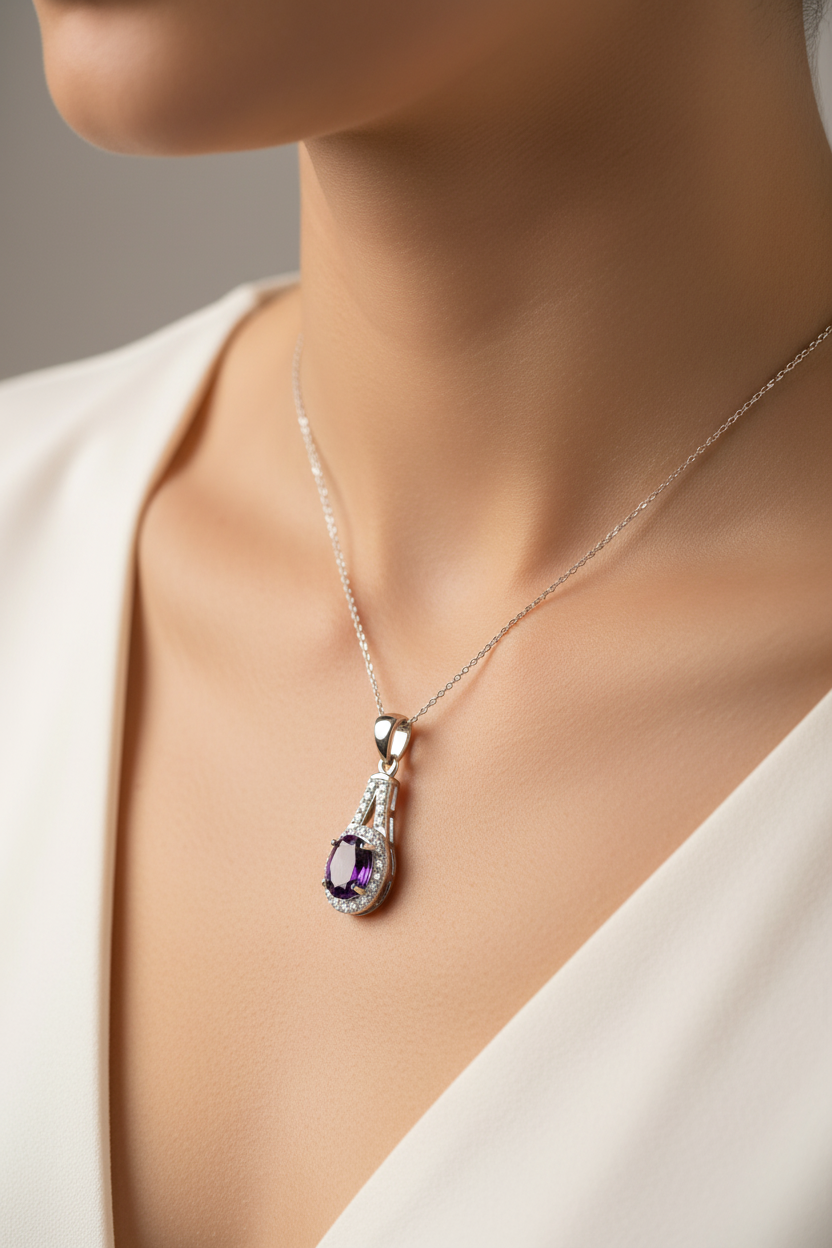 Amethyst Cubic Zirconia Pendant