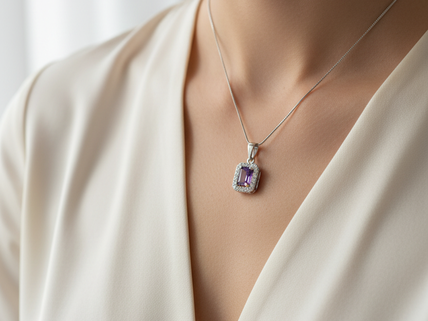 Amethyst Cubic Zirconia Pendant