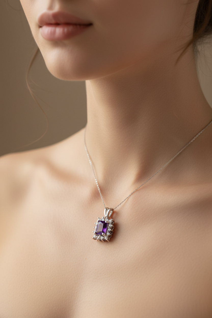 Amethyst Cubic Zirconia Pendant