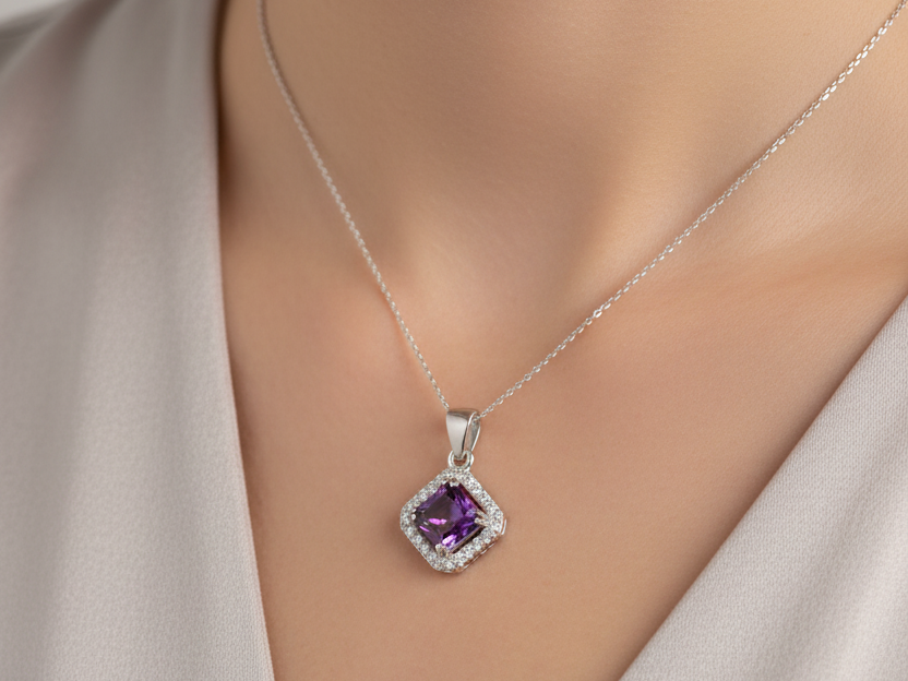Amethyst Cubic Zirconia Pendant
