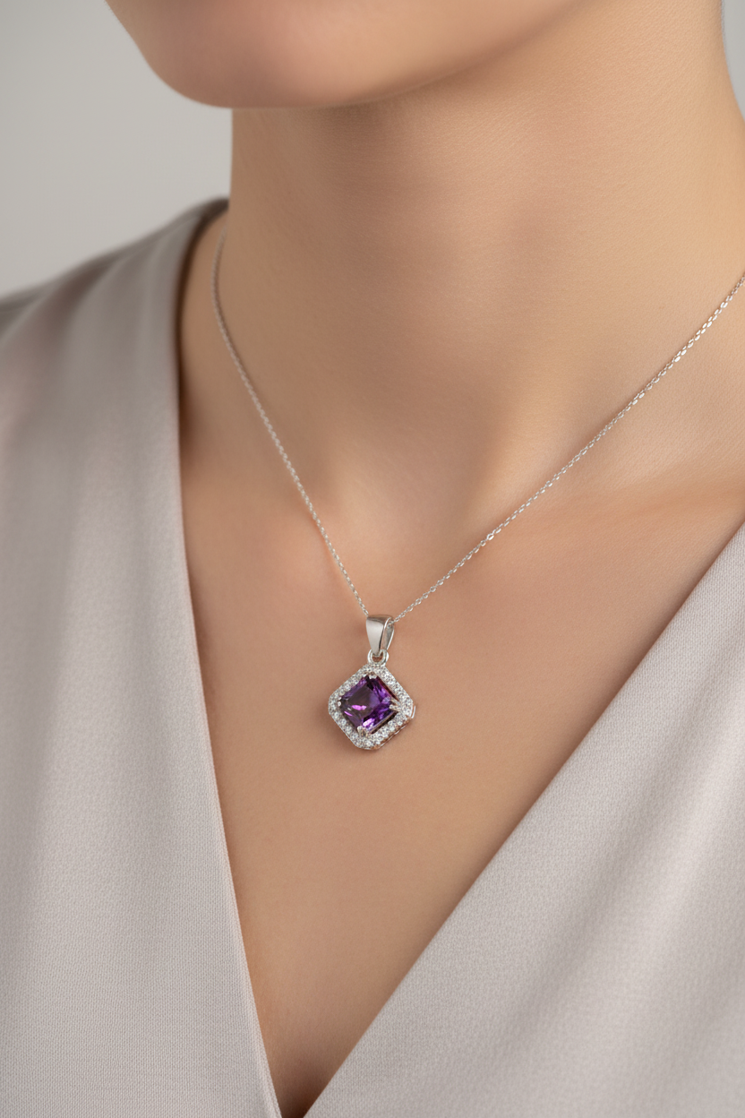 Amethyst Cubic Zirconia Pendant