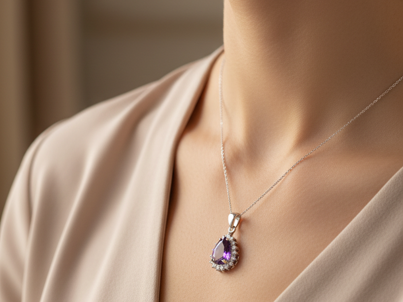 Amethyst Cubic Zirconia Pendant