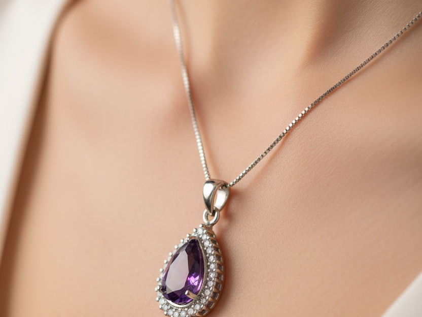 Amethyst Cubic Zirconia Pendant
