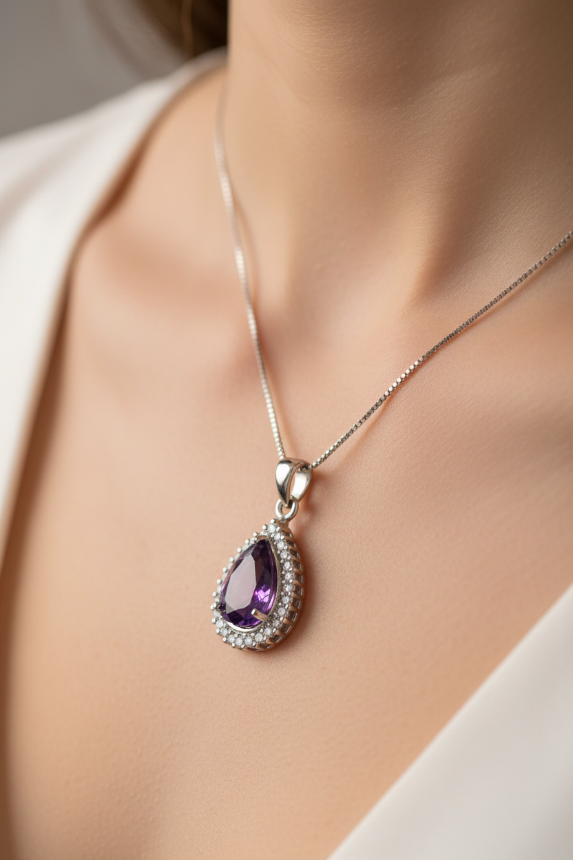 Amethyst Cubic Zirconia Pendant