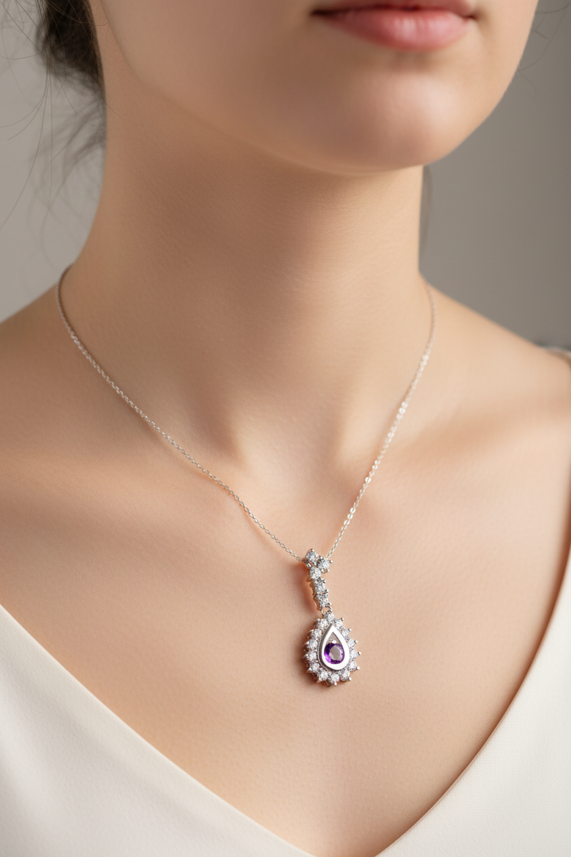 Amethyst Cubic Zirconia Pendant