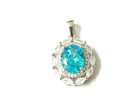 Aquamarine & White Cubic Zirconia Earring.
