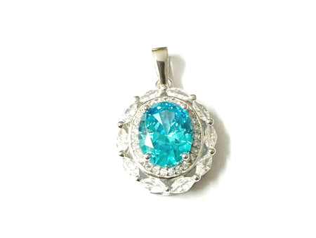 Aquamarine & White Cubic Zirconia Earring.