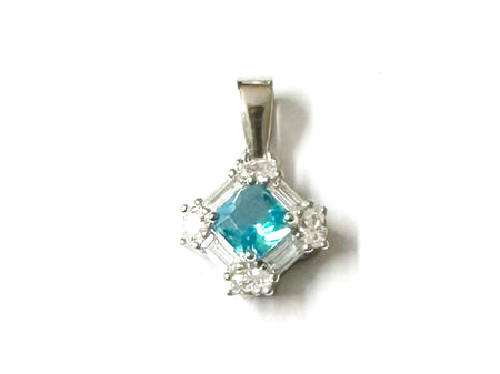 Aquamarine & White Cubic Zirconia Earring.