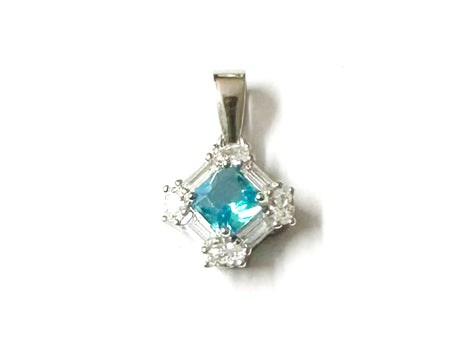 Aquamarine & White Cubic Zirconia Pendant.