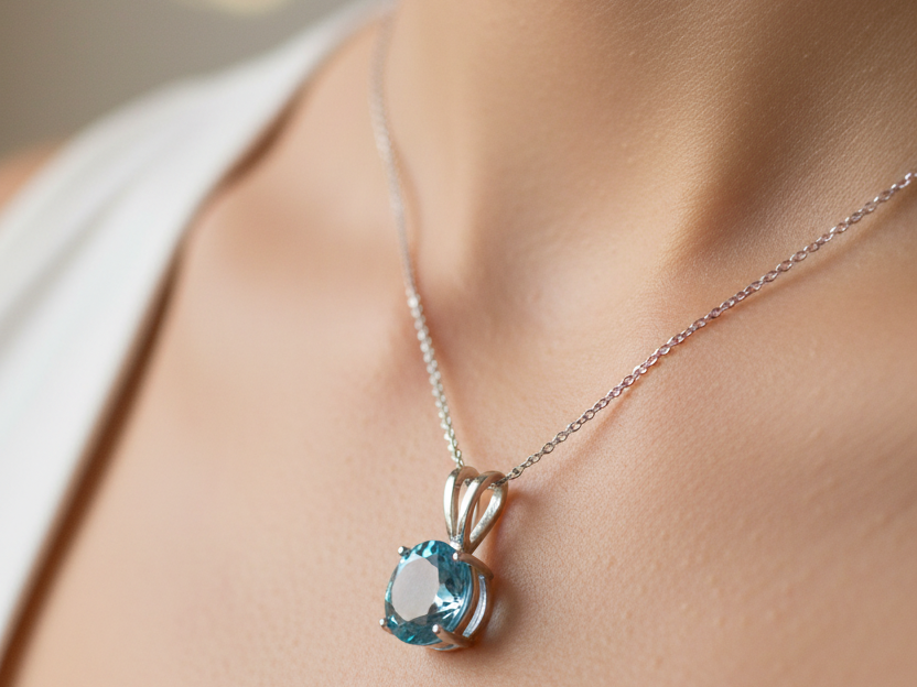 Aquamarine Cubic Zirconia Pendant