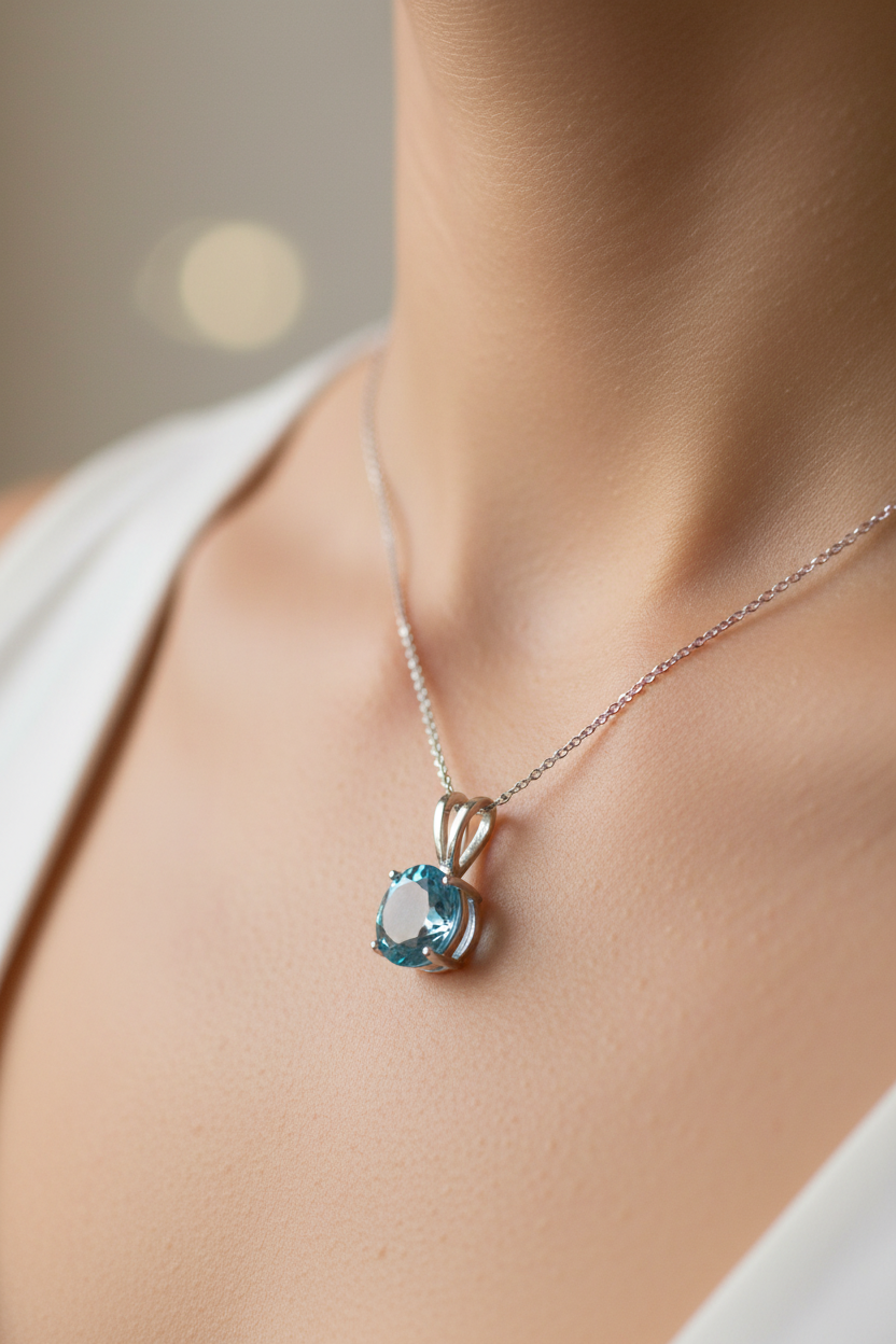 Aquamarine Cubic Zirconia Pendant