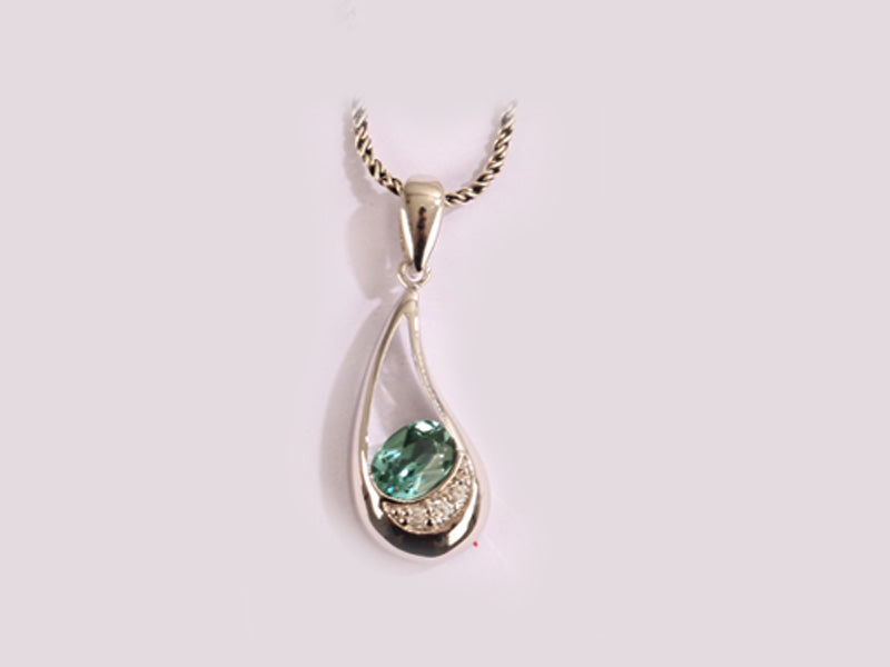 Aquamarine Cubic Zirconia Pendant