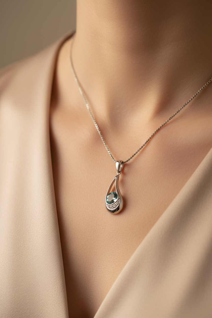 Aquamarine Cubic Zirconia Pendant