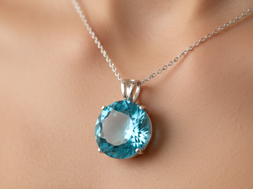 Aquamarine Cubic Zirconia Pendant