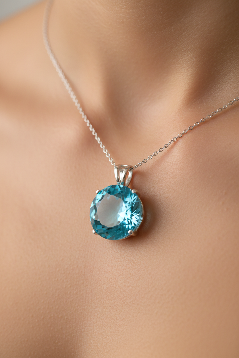 Aquamarine Cubic Zirconia Pendant