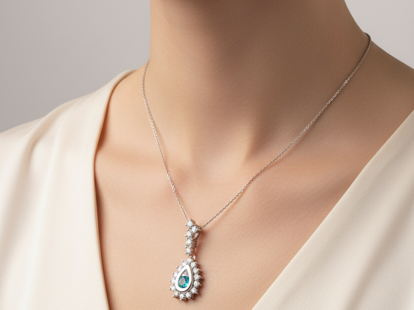 Aquamarine Cubic Zirconia Pendant