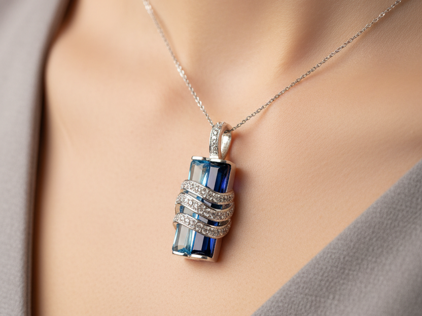 Aquamarine Cubic Zirconia Pendant
