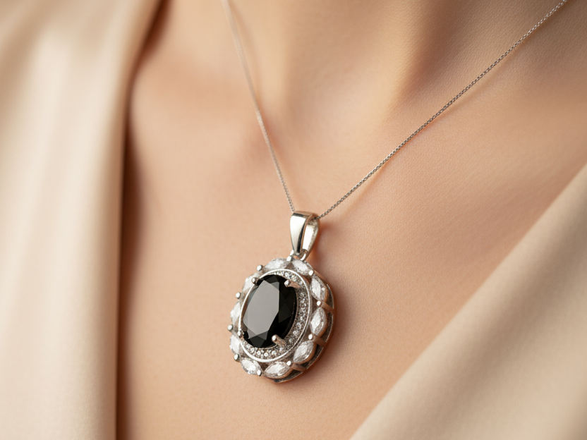 Black & White Cubic Zirconia Pendant.