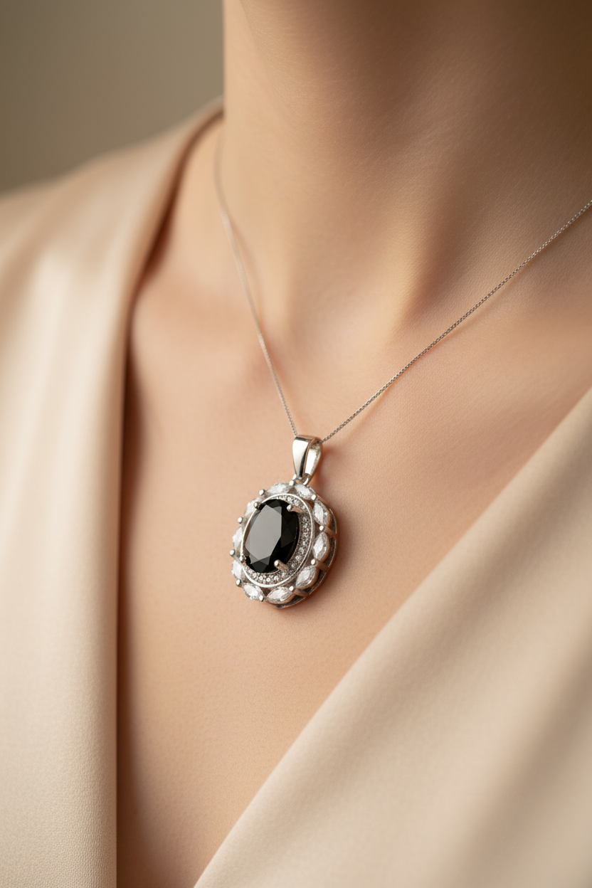 Black & White Cubic Zirconia Pendant.
