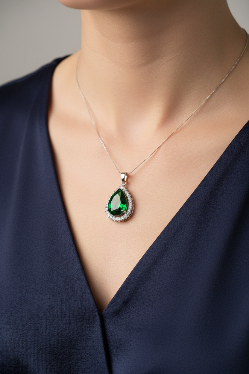 Emerald Cubic Zirconia Pendant