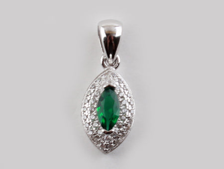 A Emerald & White Cubic Zirconia Pendant.
