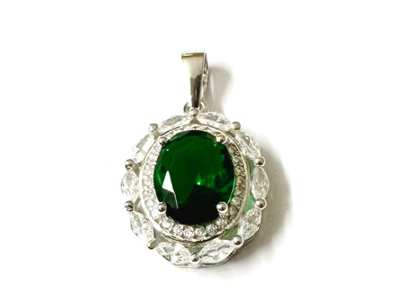 Emerald & White Cubic Zirconia Pendant.