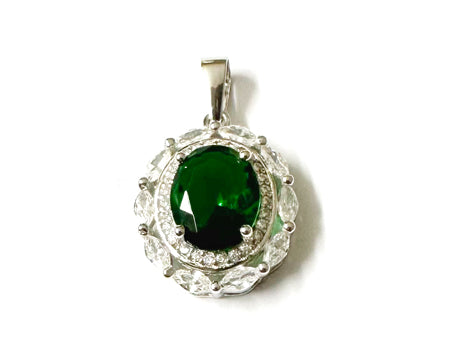 Emerald & White Cubic Zirconia Pendant.