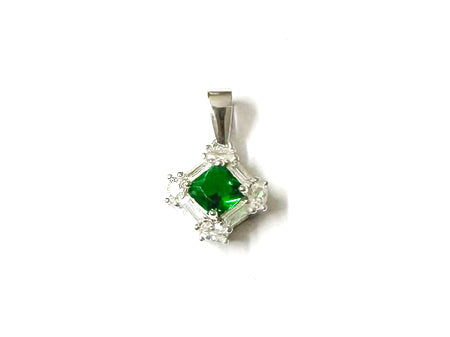 Emerald & White Cubic Zirconia Pendant.