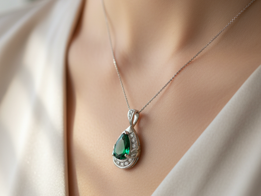 Emerald Cubic Zirconia Pendant