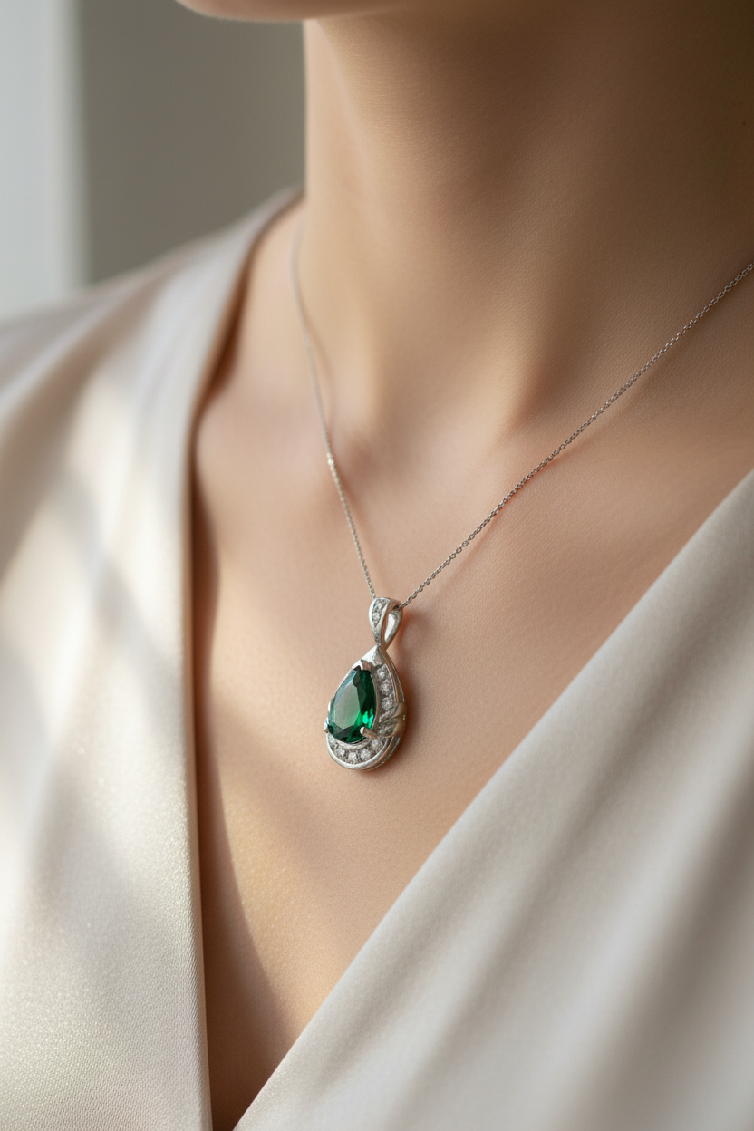 Emerald Cubic Zirconia Pendant
