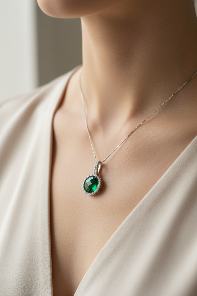 Emerald Cubic Zirconia Pendant