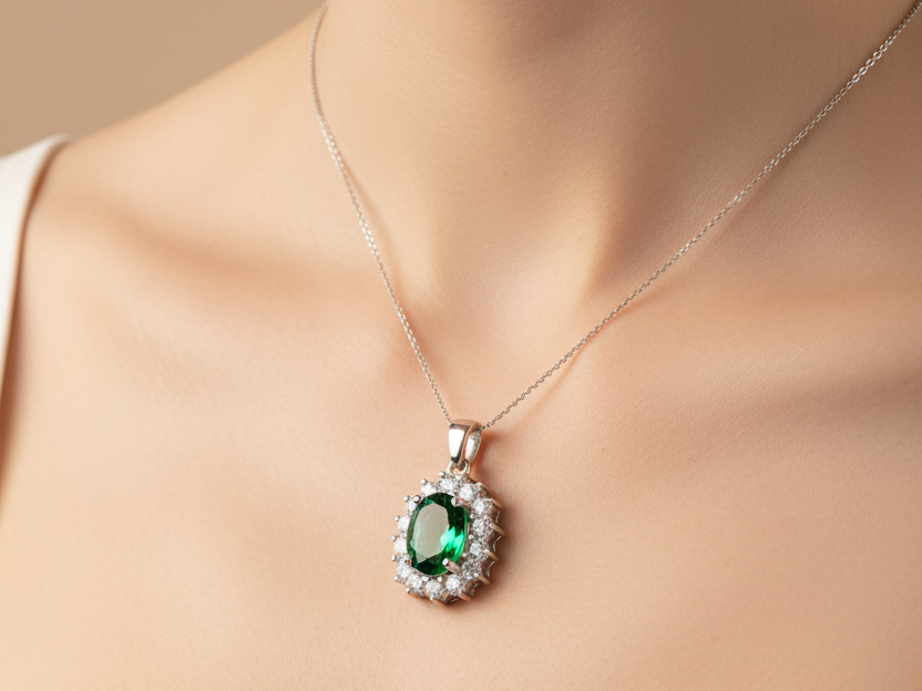 Emerald Cubic Zirconia Pendant