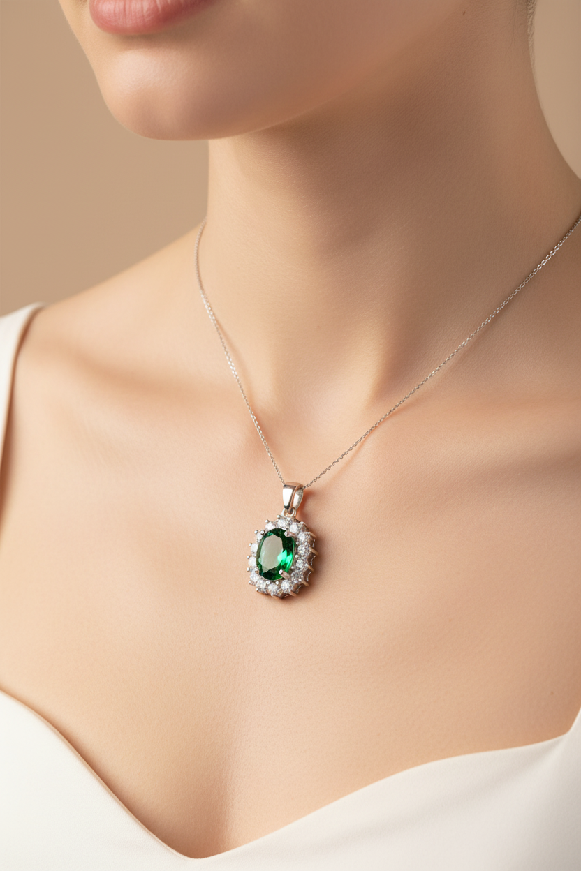 Emerald Cubic Zirconia Pendant
