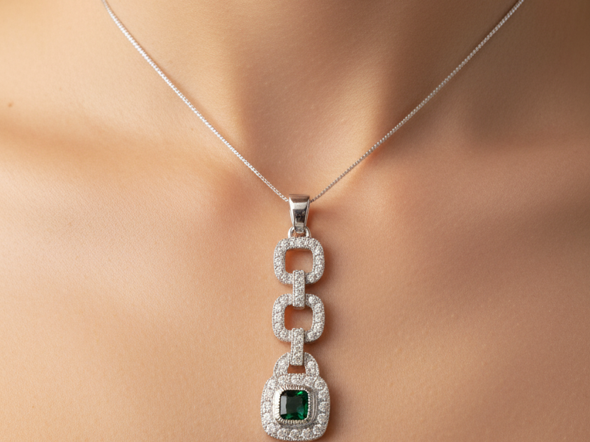 Emerald Cubic Zirconia Pendant