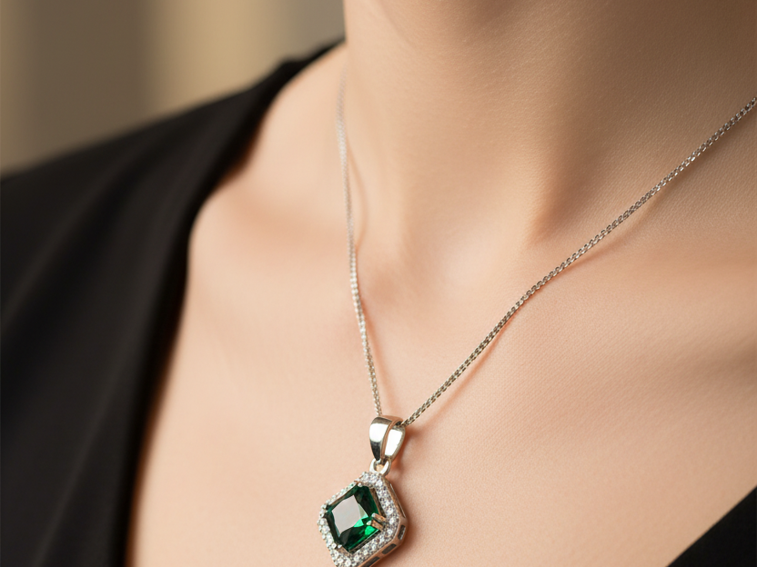 Emerald Cubic Zirconia Pendant
