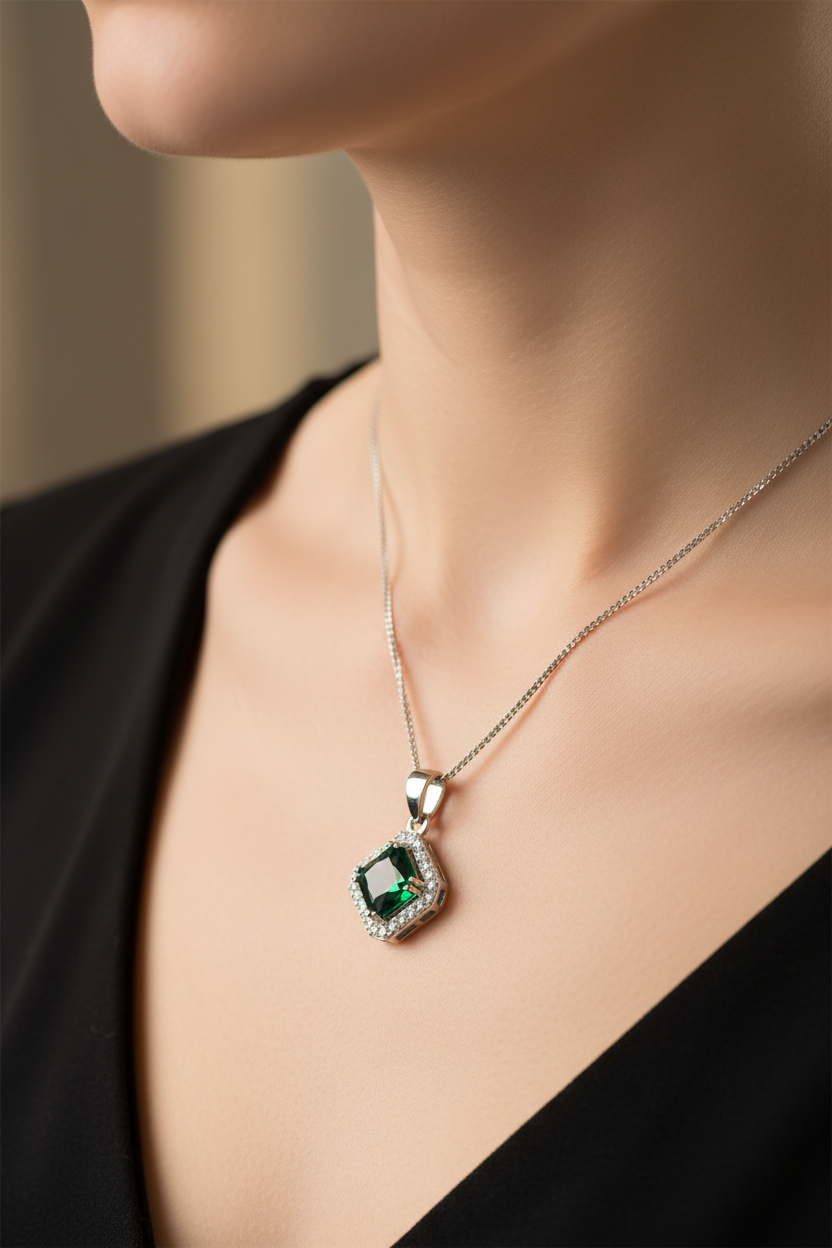 Emerald Cubic Zirconia Pendant