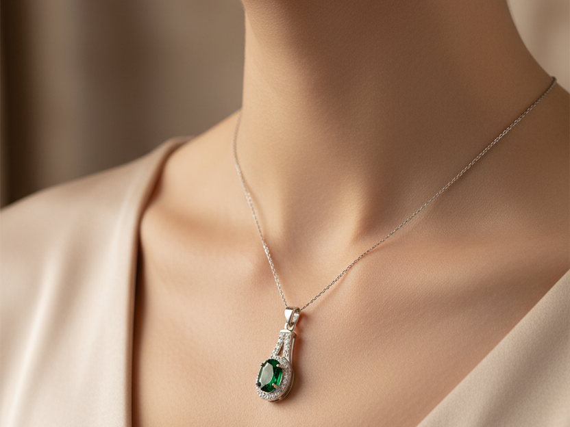 Emerald Cubic Zirconia Pendant
