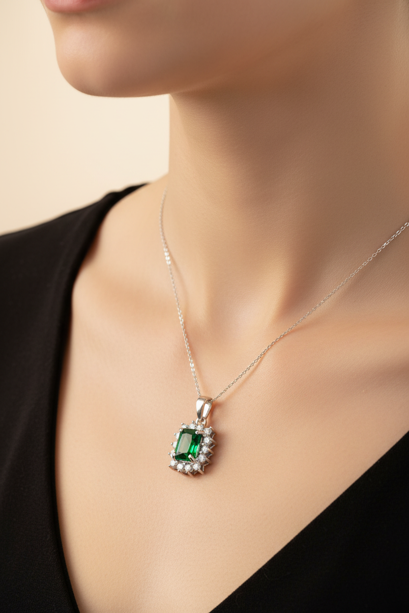 Emerald Cubic Zirconia Pendant