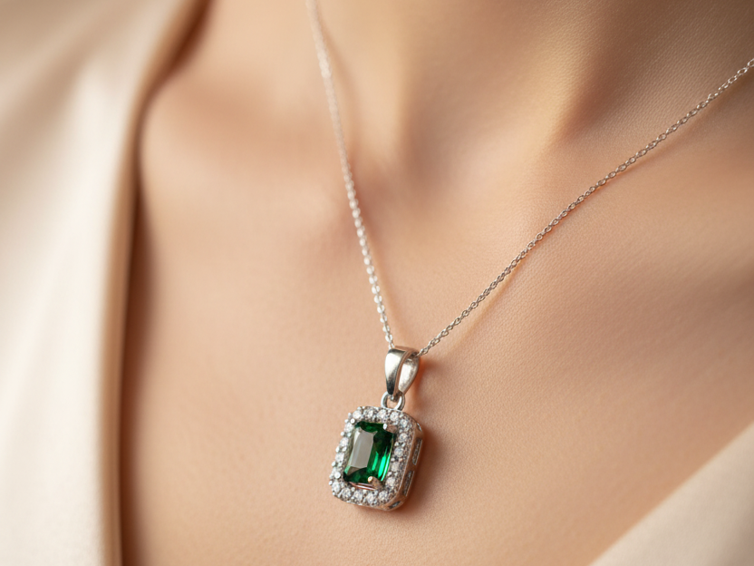 Emerald Cubic Zirconia Pendant