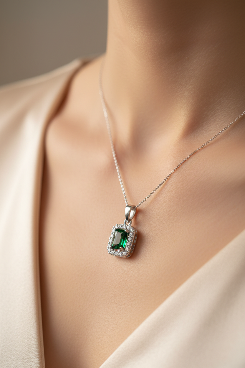 Emerald Cubic Zirconia Pendant